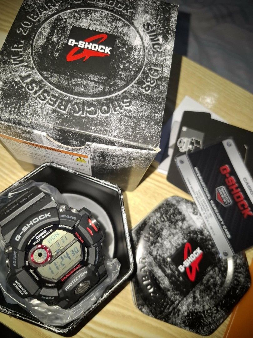 Order Original Casio G-Shock Rangeman GW-9400-1 (Category: Men's Watches) located in Manila. Submitted by ralabanza (Listing ID 1461559630, Image 1). Description: * Google for specs * Complete - Includes original tin and box, manuals and tag * Used 2X too big for me. Tempered glass installed from day 1. Extra rubber keeper installed * Brand new condition no issues * Pick up AFPOVAI Taguig * Buyer pays for Lalamove * Free LBC small pouch * Payment