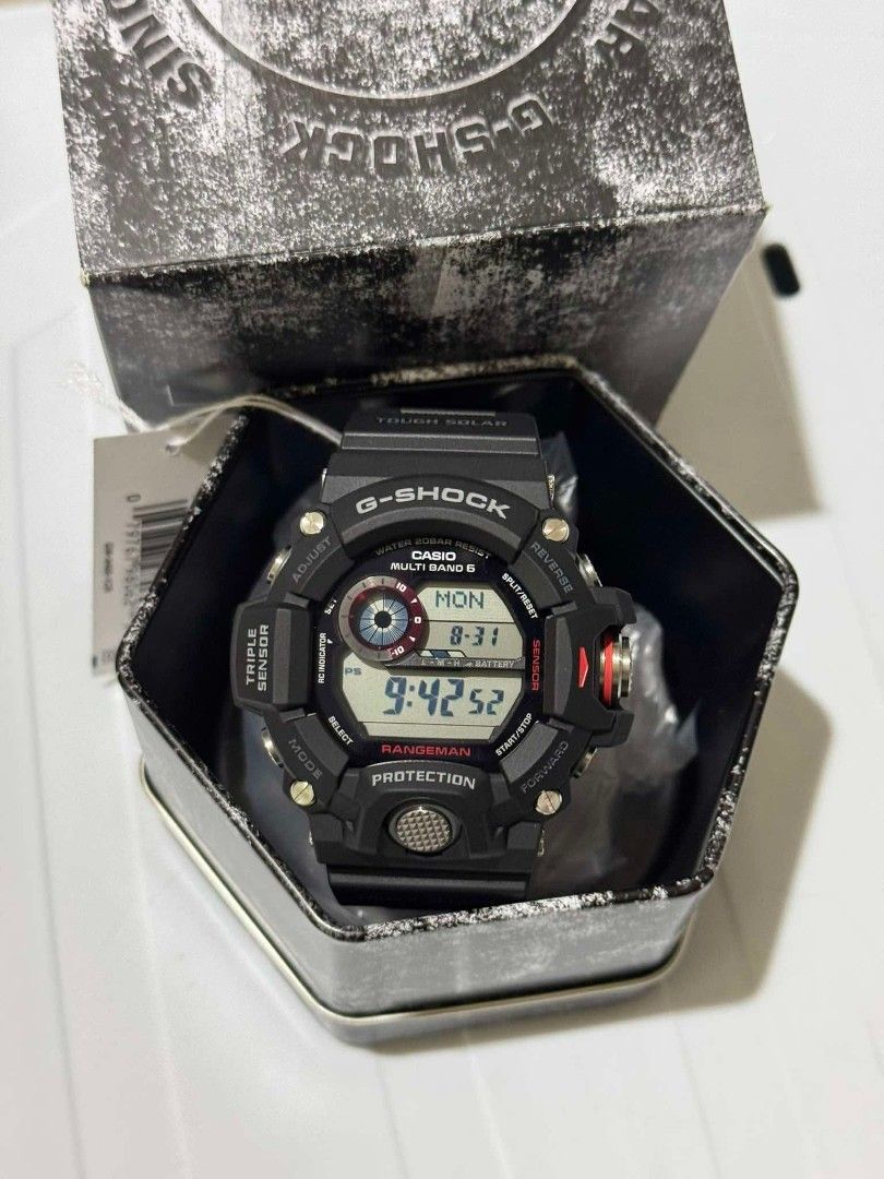 Order Original Casio G-Shock Rangeman GW-9400-1 (Category: Men's Watches) located in Manila. Submitted by ralabanza (Listing ID 1461559630, Image 2). Description: * Google for specs * Complete - Includes original tin and box, manuals and tag * Used 2X too big for me. Tempered glass installed from day 1. Extra rubber keeper installed * Brand new condition no issues * Pick up AFPOVAI Taguig * Buyer pays for Lalamove * Free LBC small pouch * Payment