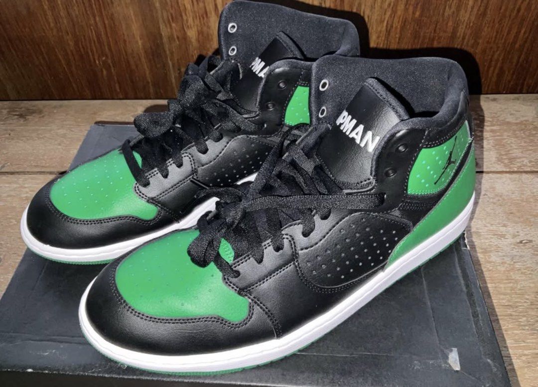 Original Jordan Access (Category: Sneakers) located in Binan City. Submitted by vonnap (Listing ID 1461700916, Image 3). Description: - Brand: Jordan Access - Size: 13 US Men's - Colorway: Black, Green, White - Condition: Comes with original box - used once for fitting only - Original not fake.