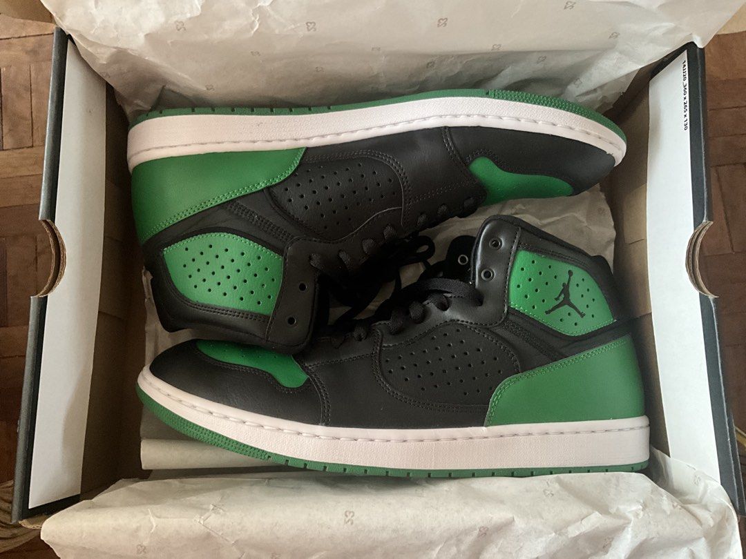 Original Jordan Access (Category: Sneakers) located in Binan City. Submitted by vonnap (Listing ID 1461700916, Image 1). Description: - Brand: Jordan Access - Size: 13 US Men's - Colorway: Black, Green, White - Condition: Comes with original box - used once for fitting only - Original not fake.