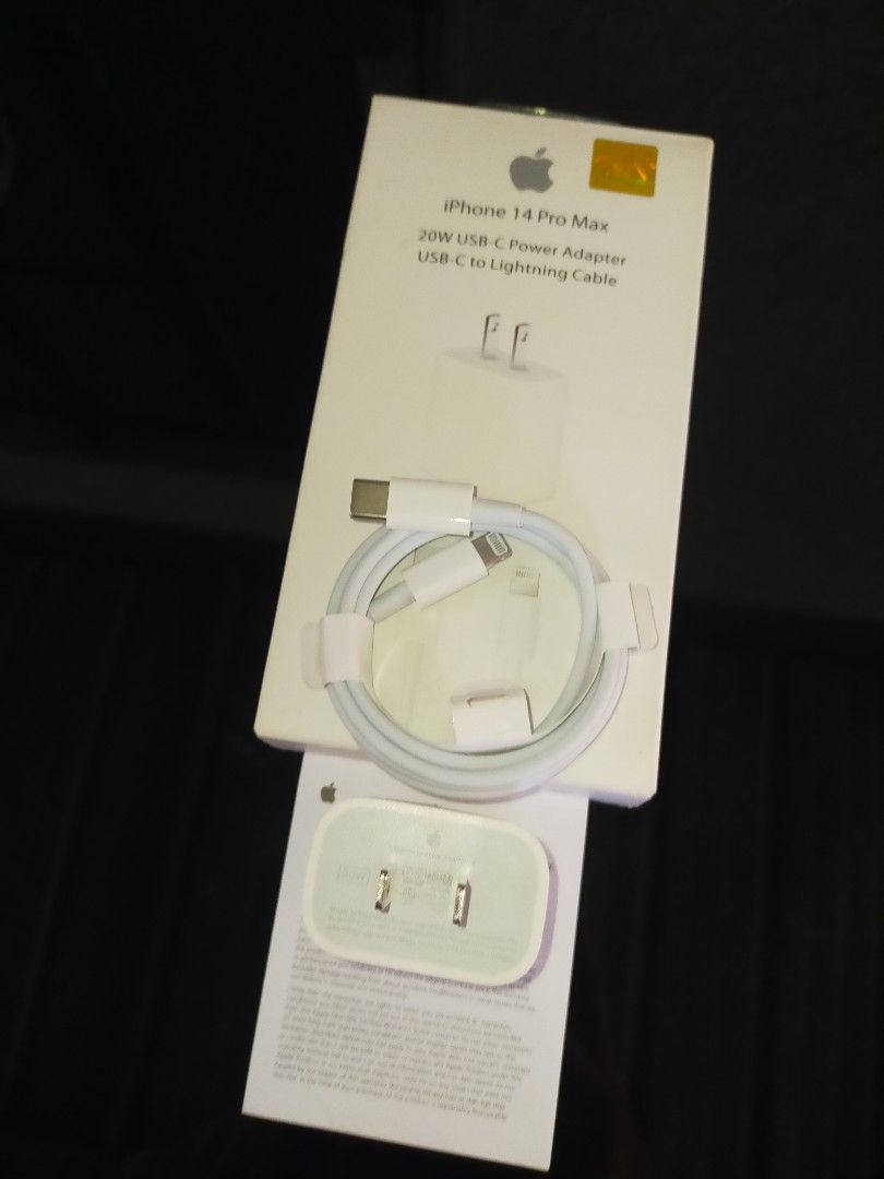 Original Power Adapter w/ USB-C to Lightning Cable (SET ONLY) (Category: Chargers & Cables) located in Bacoor. Submitted by istocks888 (Listing ID 1461603034, Image 2). Description: Original Power Adapter w/ USB-C to Lightning Cable (SET ONLY) Brand-new, No issue, Ready to use, Original, Can ship nationwide, Open for Video or VC before shipment, 20W, USB-C to Lightning, Can use to any apple devices, Fast charging, Pass for low offer respect each 