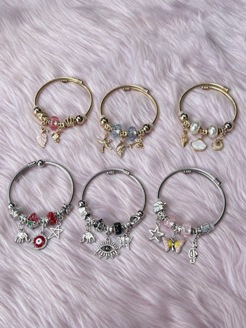 Pandora Charms Bracelet (Category: Bracelets) located in Rizal. Submitted by llaayy_ (Listing ID 1461737362, Image 1). Description: Pandora Charm Bracelet Last 6 designs. 199 Each Open for take all MOD: Lalamove or J&T.