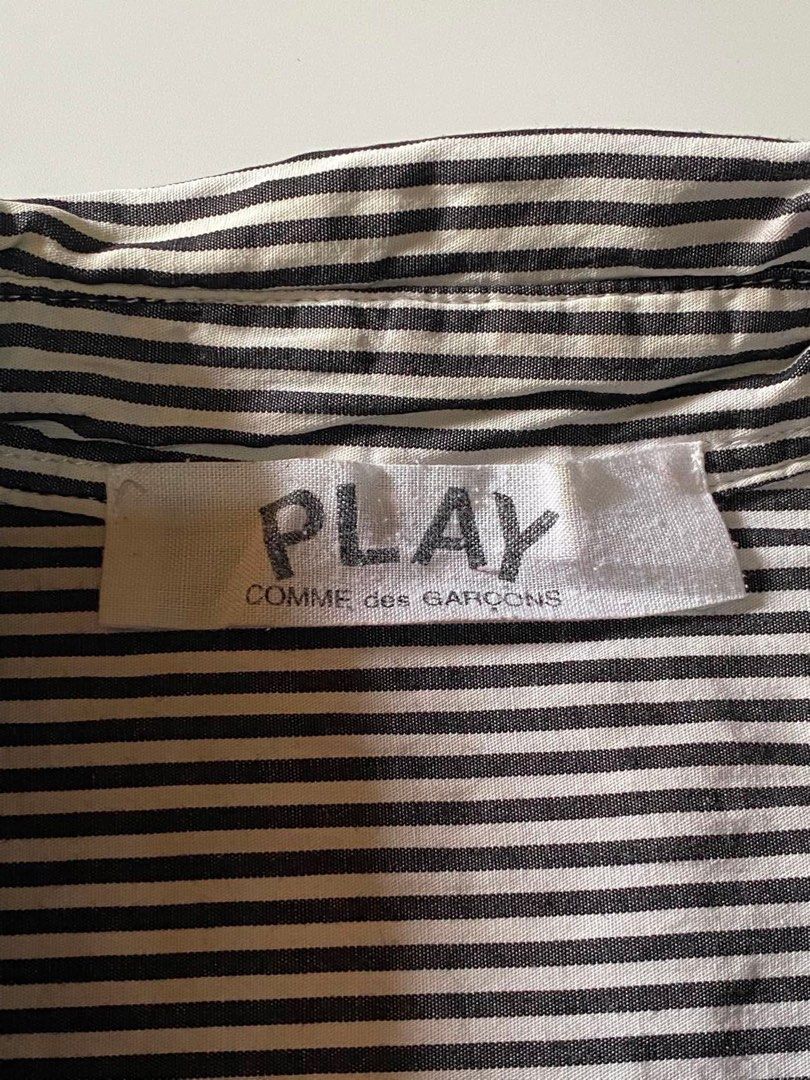 Play Comme Des Garcons Striped Long Sleeve Button Down Shirt (Category: Longsleeves) located in Makati City. Submitted by la_femme_by_bncks (Listing ID 1461750131, Image 3). Description: Length 24 Width 19.