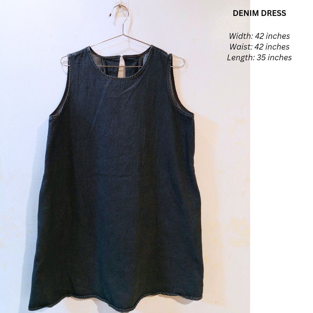 PLUS SIZE DENIM DRESS (Category: Dresses) located in Quezon City. Submitted by trendyretro (Listing ID 1461644325, Image 1). Description: worn only once Looks 💯 brand new Thick denim fabric Plus size dark blue with 2 side pockets.