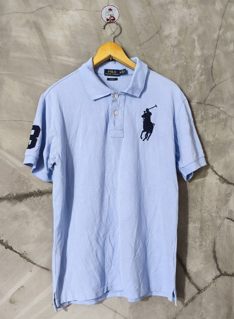 Polo Ralph Lauren Sky blue #3 (Category: Tshirts & Polo Shirts ) located in Davao. Submitted by findloots (Listing ID 1461770543, Image 1). Description: This is a light blue Polo Ralph Lauren Big Pony polo shirt featuring a large contrasting black embroidered player logo on the chest and the number "3" on the sleeve RL Polo Shirt Custom fit As new Condition Size M W -19.5 L -27.5 10/10 Color Rate No issue location Davao city Gcash Payment Only J&
