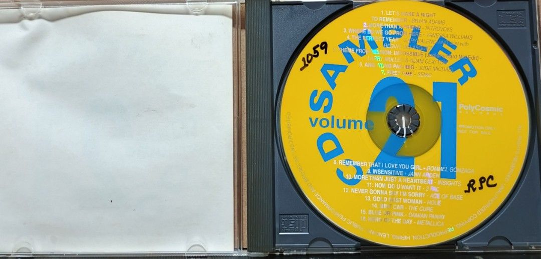 PolyCosmic Records Sampler Vol 21 CD Compilation (Category: CDs & DVDs) located in Manila. Submitted by ruelcabrer77078 (Listing ID 1461772283, Image 2). Description: - PolyCosmic Records Sampler Vol 21 CD - Features artists: Introvoys, Jann Arden, Vanessa Williams, Ace of Base - Includes songs from various albums and movie soundtracks - A great collection for music lovers - Promotion only, not for sale.