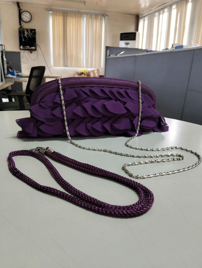 Preloved Purple Ruffled Clutch Bag with Silver Chain Strap (Category: Clutches) located in Binan City. Submitted by croti_by_juliechi (Listing ID 1461575492, Image 2). Description: FOR SALE: Preloved Purple Ruffled Clutch Bag with Silver Chain Strap Php300 PM for additional photo Location/Pick-up: BCPI (Best Chemicals & Plastics, Inc.) PTC, Brgy. Maduya, Carmona, Cavite Mon–Fri, 8AM–4PM (except sat-sun-holiday) https://share.google/0cKZAqs30x1qJm