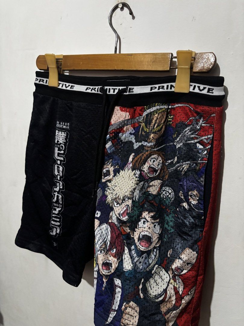Primitive My Hero Academia Split Design Mesh Shorts (Category: Shorts) located in Subic. Submitted by thriftpoison (Listing ID 1461562719, Image 2). Description: - Cool split design shorts from Primitive. - One side features My Hero Academia characters. - The other side has Japanese text. - Made of breathable mesh material, perfect for sports or casual wear. - Features an elastic waistband with a drawstring for a comfortable fit. - Check photos f