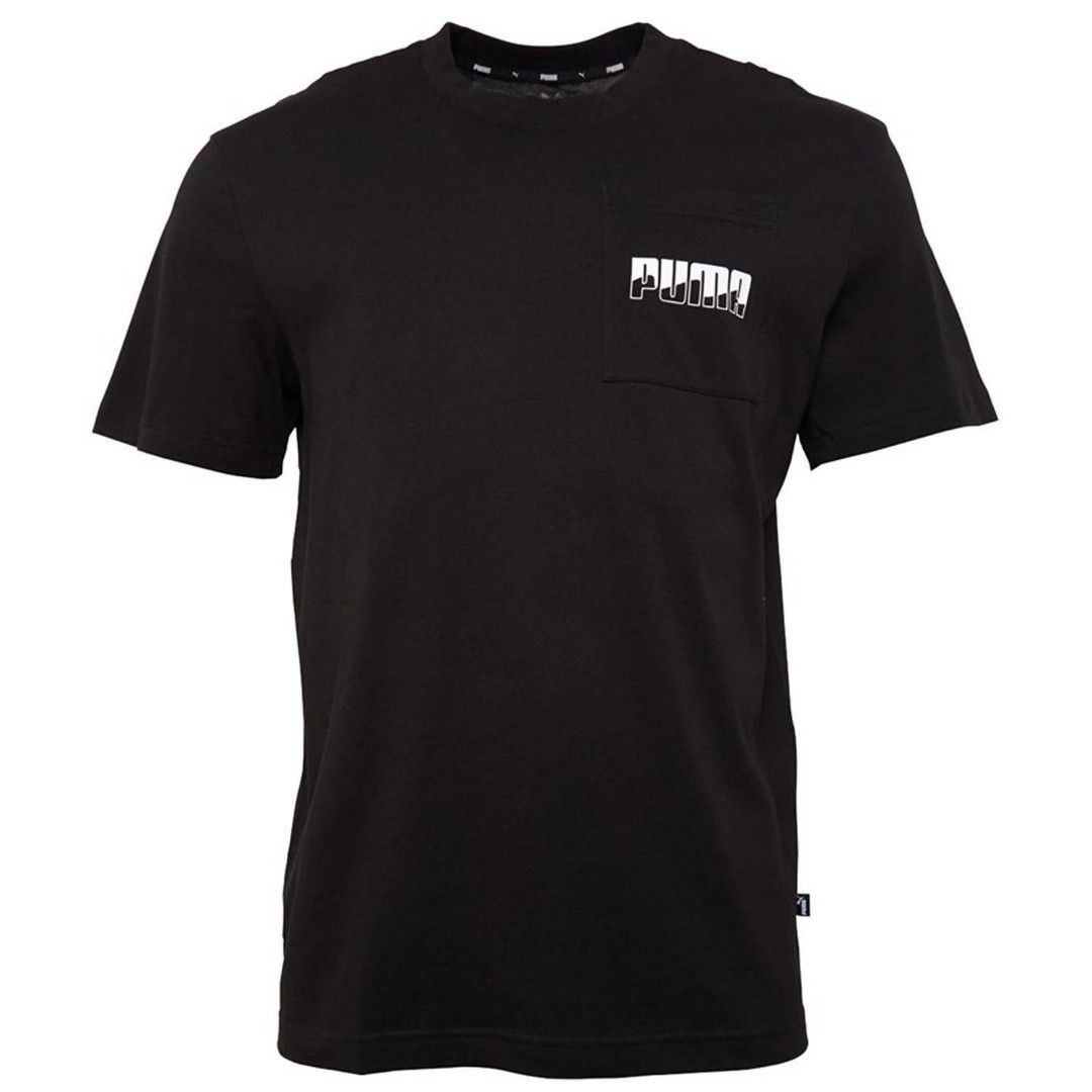 PUMA POCKET LOGO TEE (Category: Tshirts & Polo Shirts ) located in Mexico. Submitted by thethrift010203 (Listing ID 1461655579, Image 1). Description: AUTHENTIC/LEGIT PUMA POCKET LOGO TEE Color : BLACK Fabic : 55% ACRYLIC 45%COTTON Size on tag: MEDIUM KASYA SA MEDIUM TO LARGE FIT XL SOBRANG GANDA COMPORTABLE ISUOT EMBROIDERED LOGO Width : 22.4 Length : 27.6 Condition : EXCELLENT CONDITION Issue : SLIGHTLY FADED NECKLINE MOP :GCASH Ship via J&T Pr