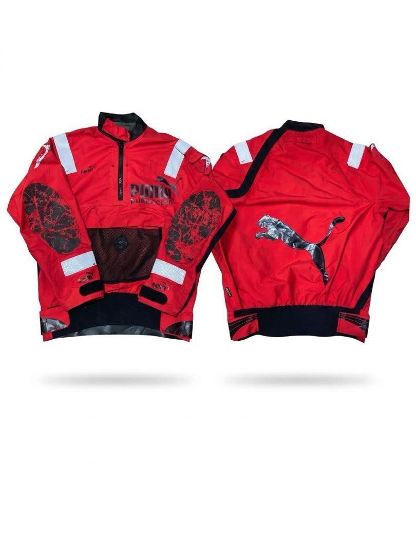 Puma Red Anorak Jacket Gore-Tex (Category: Coats, Jackets and Outerwear) located in Pasay City. Submitted by ken_98 (Listing ID 1461594625, Image 1). Description: - Cool red Puma anorak jacket - Made with Gore-Tex for weather protection - Large Puma logo on the back - Puma.com branding on the front - Reflective details for visibility - Durable elbow patches - Quarter zip closure - Convenient mesh pocket - Elastic cuffs and hem for a snug fit.