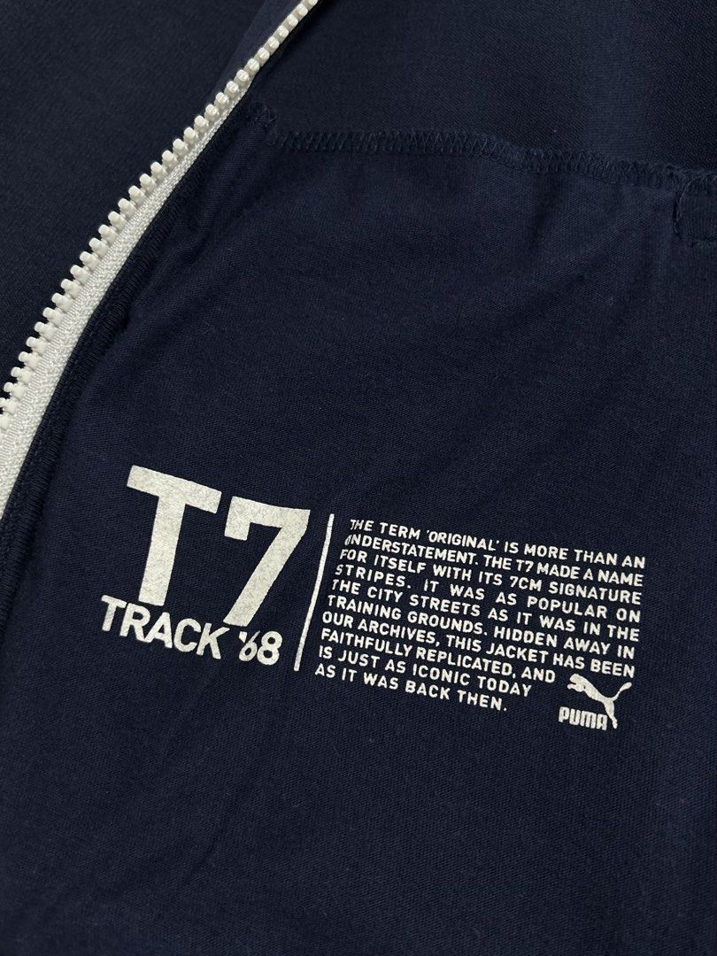 Puma T7 Track Jacket Navy Blue (Category: Coats, Jackets and Outerwear) located in Cavite. Submitted by gnthrift (Listing ID 1461577810, Image 3). Description: Puma Track Jacket ‘Navy Blue’ Size: M on tag Dimes: 21x27.5 Color rate: 9.5/10 Complete tags Excellent condition Issue: minimal stain sa white part Mine 500 + SF Location: Indang, Cavite MOP Gcash Courier: J&T Express.