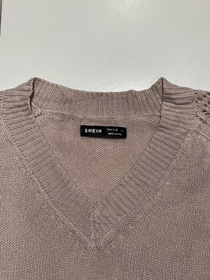 Raglan Sleeve Pointelle Knit Sweater (Category: Coats, Jackets and Outerwear) located in Dasmarinas. Submitted by angieee1208 (Listing ID 1461658863, Image 2). Description: - Size: med - Color: dusty pink - Condition: no flaws, washed - Color may vary due to lighting - DM for questions - Shipping fee shouldered by buyer - MOP: Paymaya, GoTyme, Gcash.