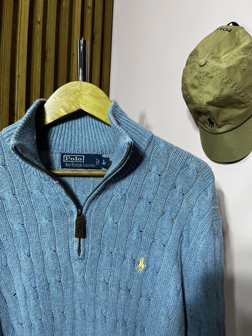 Ralph Lauren Cable knit Q-zip (Category: Coats, Jackets and Outerwear) located in Bacolod City. Submitted by veluxe0223 (Listing ID 1461636941, Image 2). Description: Ralph Lauren Cable knit qzip Size m on tag 20x27.5 No issue 9.8/10 colorate Excellent to As new Condition Negotiable.