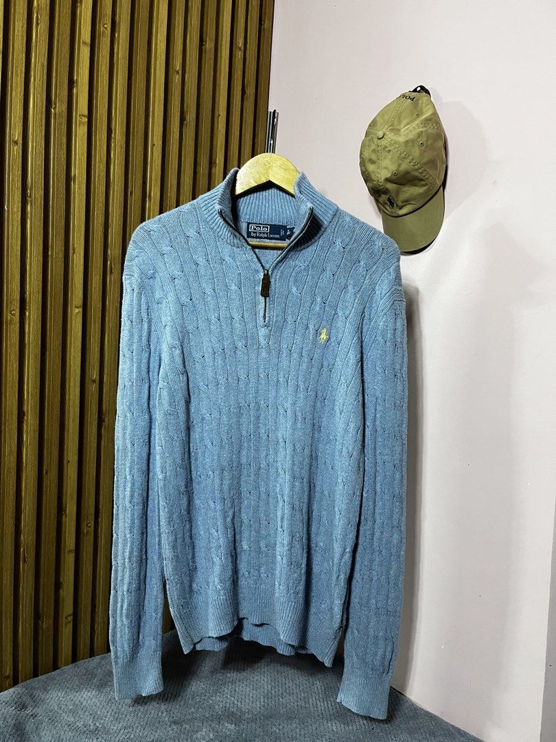 Ralph Lauren Cable knit Q-zip (Category: Coats, Jackets and Outerwear) located in Bacolod City. Submitted by veluxe0223 (Listing ID 1461636941, Image 1). Description: Ralph Lauren Cable knit qzip Size m on tag 20x27.5 No issue 9.8/10 colorate Excellent to As new Condition Negotiable.