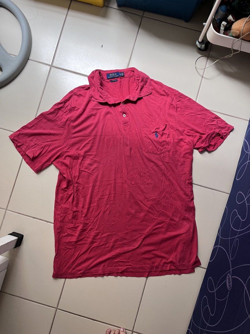 Ralph Lauren Red Polo Shirt (Category: Tshirts & Polo Shirts ) located in Pasig City. Submitted by skydecluttering (Listing ID 1461724604, Image 1). Description: XL on tag just stocked sa cabinet.