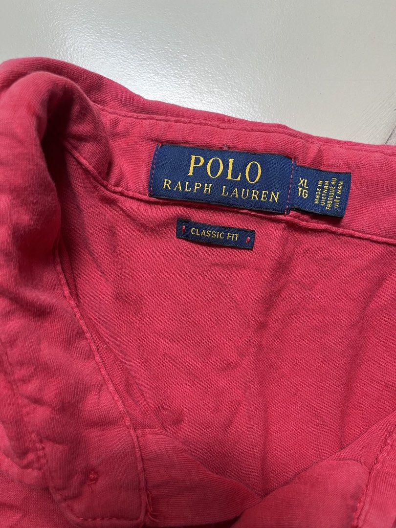 Ralph Lauren Red Polo Shirt (Category: Tshirts & Polo Shirts ) located in Pasig City. Submitted by skydecluttering (Listing ID 1461724604, Image 2). Description: XL on tag just stocked sa cabinet.