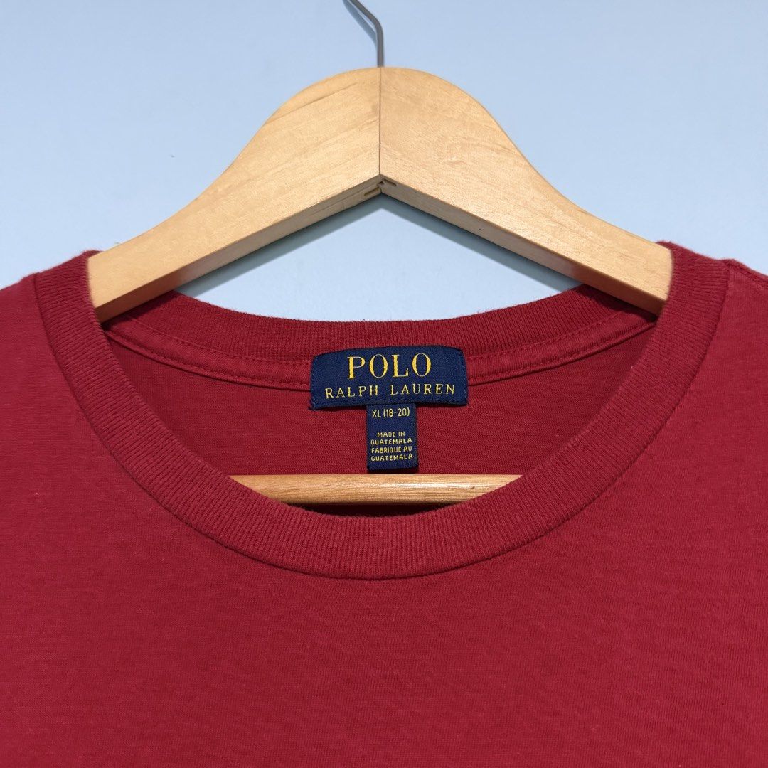Ralph Lauren Red Tee (Category: Tshirts & Polo Shirts ) located in Cagayan de Oro. Submitted by kent_ogals (Listing ID 1461729802, Image 3). Description: Size XL (18-20) Dimension 21 x 26.5 Color Rate 9.5/10 Excellent Condition No Issue.