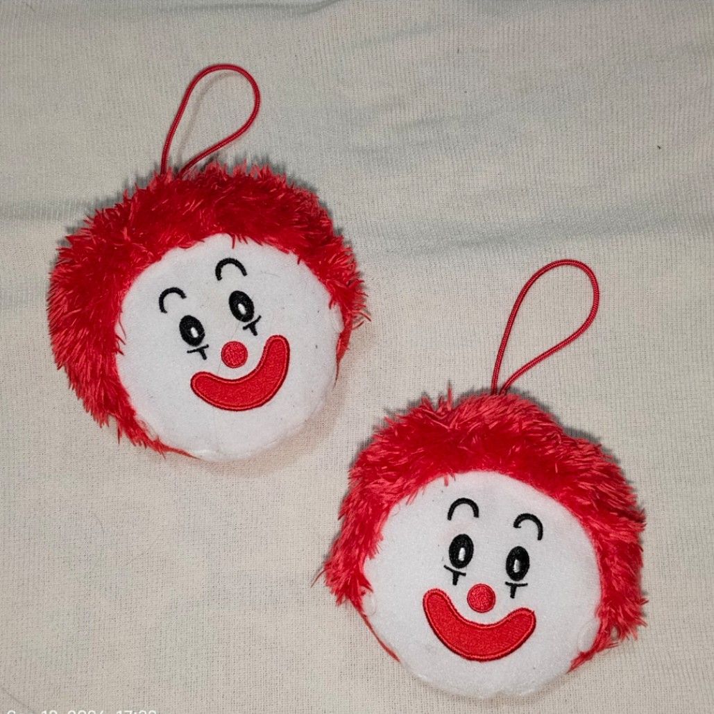 RONALD McDonald's Plush Charms (Category: Plushies & Soft Toys) located in Mabalacat. Submitted by whowannashoppe (Listing ID 1461771145, Image 1). Description: RONALD MCDONALD'S PLUSH CHARMS P200. 00 each + SF - Authentic McDonalds collectibles - Official McDonald's merchandise (2014) - Features the iconic clown face with a red smile - Soft, fluffy red hair detail - Perfect for collecting, decorating bags, or keychains - Adds a touch of nostalgi