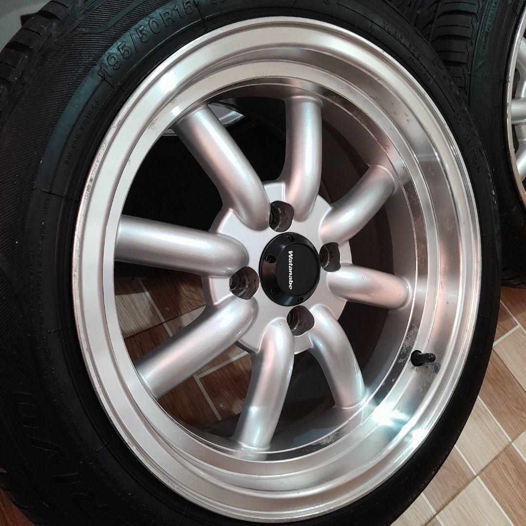 RS Watanabe Wheels 15" (Category: Mags and Tires) located in Bacoor. Submitted by fordolaser16333 (Listing ID 1461576418, Image 2). Description: RS Watanabe Wheels Size 15 X 8 4 Holes PCD100 Complete Center Caps still in presentable condition no cracks, no bengkong. with few stains on the lip. i might consider to add some freebies like brand new Lugnuts and Valve Caps if meet my target price. pick up only, no meet ups..