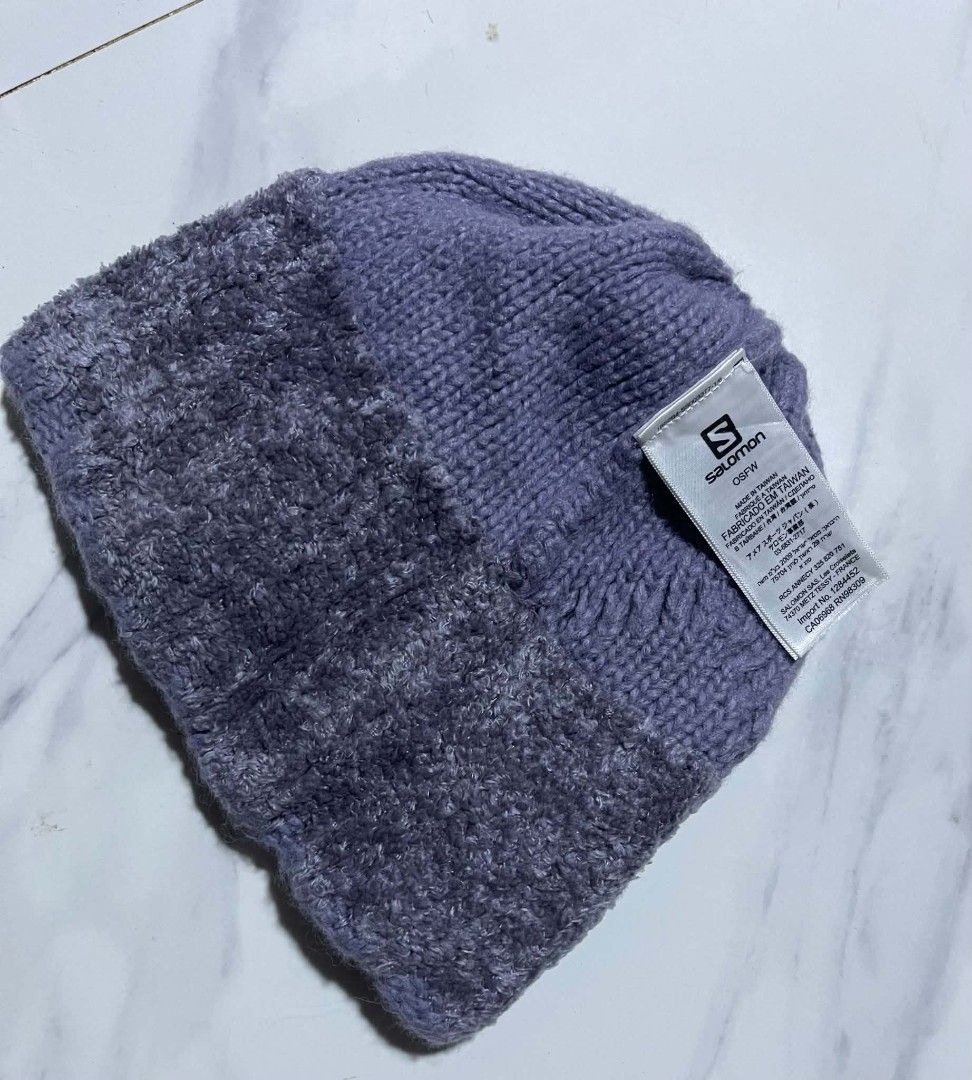 Salomon OSFW Beanie Hat (Category: Caps & Hats) located in Pangantucan. Submitted by calmwhale_cb83a8 (Listing ID 1461662051, Image 3). Description: - Salomon purple knit beanie - OSFW size (One Size Fits Most) - Made in Taiwan - Ideal for keeping warm during outdoor activities - Simple and functional design - Suitable for casual wear or sports.