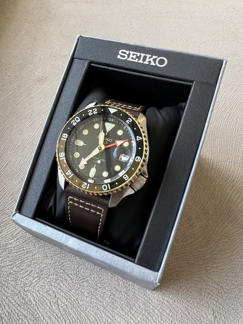 Seiko GMT Rootbeer (Category: Men's Watches) located in Bulacan. Submitted by rhettromdash (Listing ID 1461616723, Image 2). Description: For Sale Seiko SSK036k1 - 100% Legit. All original. Triple moneyback if fake - All functions working - complete with og box, tag, manual, card 16000 only. 26k srp Malolos/ Lalamove/ LBC/ JNT .