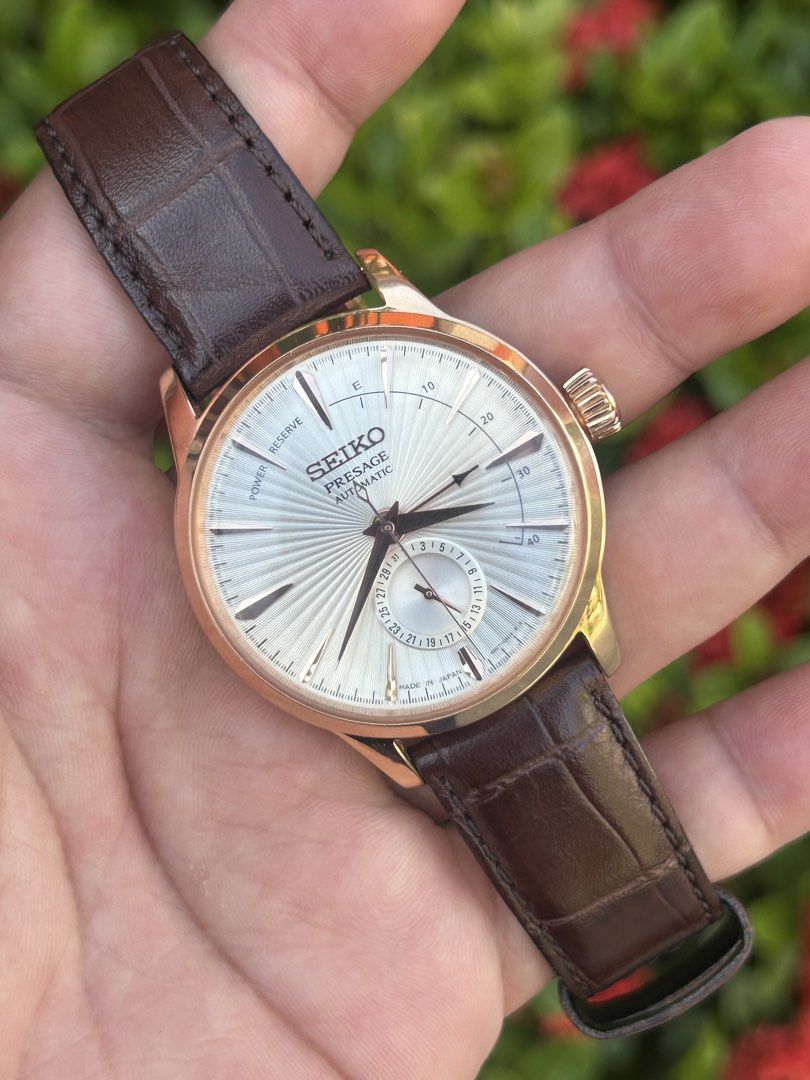 SEIKO PRESAGE (Category: Men's Watches) located in Manila. Submitted by timer_starts (Listing ID 1461642886, Image 3). Description: Ref: 4R57-00E0 Size: 40mm Movement: Automatic Case Material: Steel Rose Gold Plated Crystal: Hardlex Crystal Pointer Date, and Power Reserve Sub-dial/Indicator Arc .