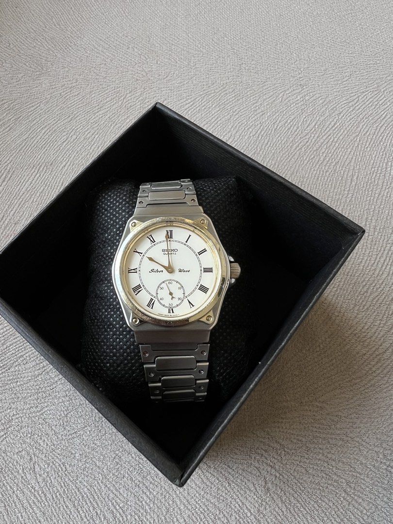 Seiko Silverwave Sub-seconds (Category: Luxury Watches) located in Bulacan. Submitted by rhettromdash (Listing ID 1461618411, Image 1). Description: For Sale - Seiko Silverwave sub-seconds - 36mm including crown - BMBY: November 1981 - good working condition. Movement is newly serviced. Polished except the bezel. Clean glass and dial. - watch and replacement box - can fit up to 7” 5500 Malolos/ Lalamove/ LBC/ JNT ‼️Please note that this is a vint