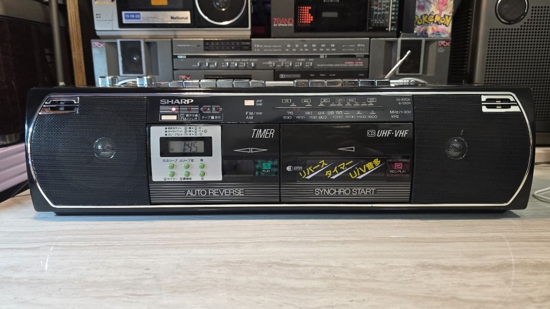 Sharp QT-Y4 / QT Series (Category: Soundbars, Speakers & Amplifiers) located in Manila. Submitted by bryanpotpot18 (Listing ID 1461763373, Image 2). Description: Sharp QT-Y4 / QT Series (JDM fresh from Japan) UHF-VHF channel Rare TV sound Band model AM/FM Radio Tuner Dual Cassette Deck with Auto-Reverse Digital Clock working 110Volts 6000neg Manila Lalamove or Pickup - AM/FM Radio Tuner - Timer Function - Excellent sound quality - Minor cosmetic 