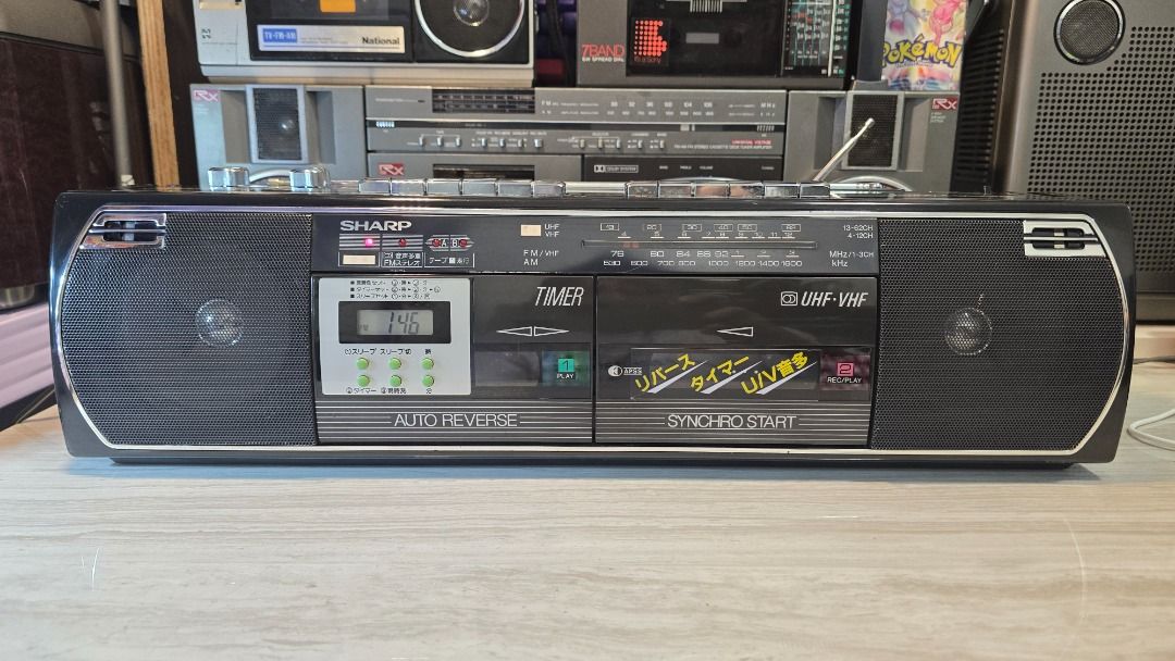 Sharp QT-Y4 / QT Series (Category: Soundbars, Speakers & Amplifiers) located in Manila. Submitted by bryanpotpot18 (Listing ID 1461763373, Image 3). Description: Sharp QT-Y4 / QT Series (JDM fresh from Japan) UHF-VHF channel Rare TV sound Band model AM/FM Radio Tuner Dual Cassette Deck with Auto-Reverse Digital Clock working 110Volts 6000neg Manila Lalamove or Pickup - AM/FM Radio Tuner - Timer Function - Excellent sound quality - Minor cosmetic 