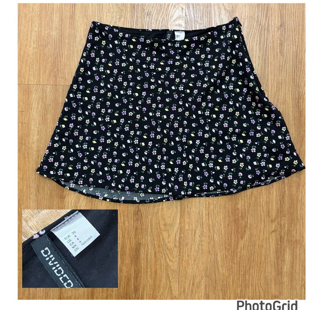 Short and long skirts (Category: Skirts) located in Taguig. Submitted by Shamieeee (Listing ID 1461731630, Image 1). Description: Floral h&m -euro34(small) like new Black skirt (inner short)-(Large)-like new Zara green long skirt-small (like new) H&m black and white fitted long skirt (like new) 150 each .
