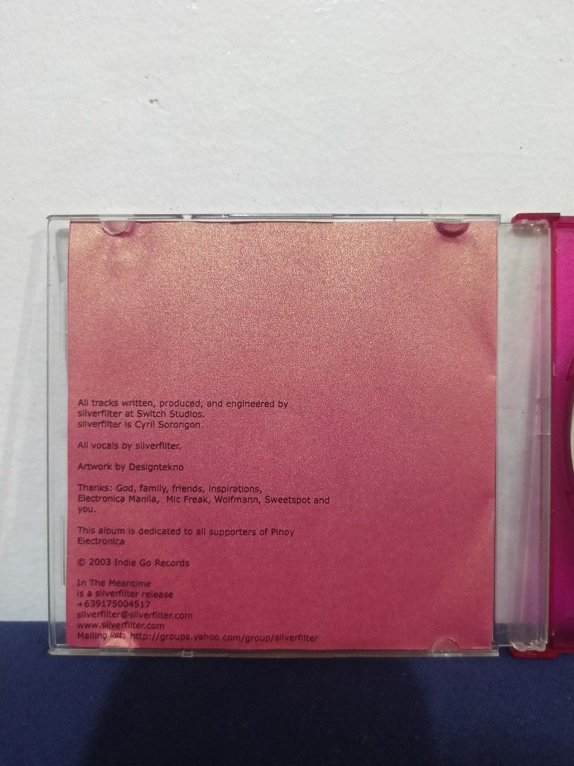 Silverfilter - In the mean time (indie) (Category: CDs & DVDs) located in Cavite. Submitted by bodega_ni_kiks11 (Listing ID 1461604597, Image 2). Description: Silverfilter - In the mean time (indie) EX ₱500.