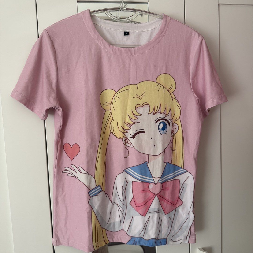 S-M Sailormoon pink shirt (Category: Shirts) located in San Juan City. Submitted by lovegoeson (Listing ID 1461572161, Image 1). Description: For small-medium frame.