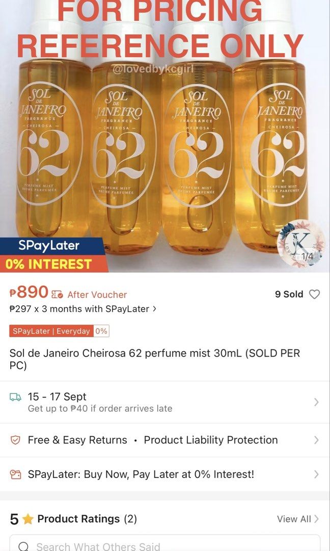Sol de Janeiro Cheirosa 62 Perfume Mist 30mL (Category: Fragrance & Deodorants) located in Quezon City. Submitted by vibelane_shop (Listing ID 1461586394, Image 3). Description: - Sol de Janeiro Cheirosa 62 Perfume Mist - 30mL Travel Size - Ideal for testing the fragrance - Convenient for your bag - Amazing scent! ❗No lowballing! .