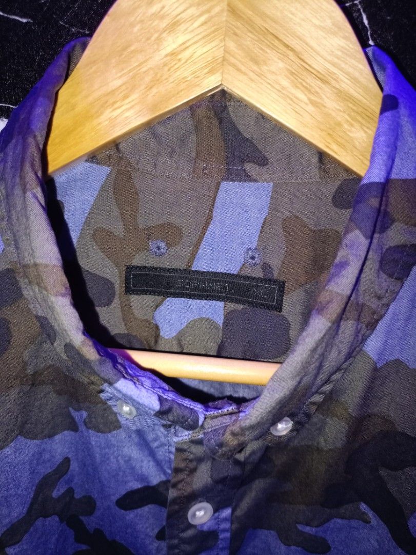 SOPHNET. Camouflage Button-Up Shirt XL (Category: Tshirts & Polo Shirts ) located in Manila. Submitted by naixhrift (Listing ID 1461698435, Image 3). Description: - SOPHNET. Long-Sleeve Button-Up Shirt - Cool camouflage pattern in blue, brown, and green tones - Size XL pasok sa Med to L - Length 28 -Width 22 -Shoulder 19 -Sleeve 26 680 plus ship jnt courier paymen on gcash.