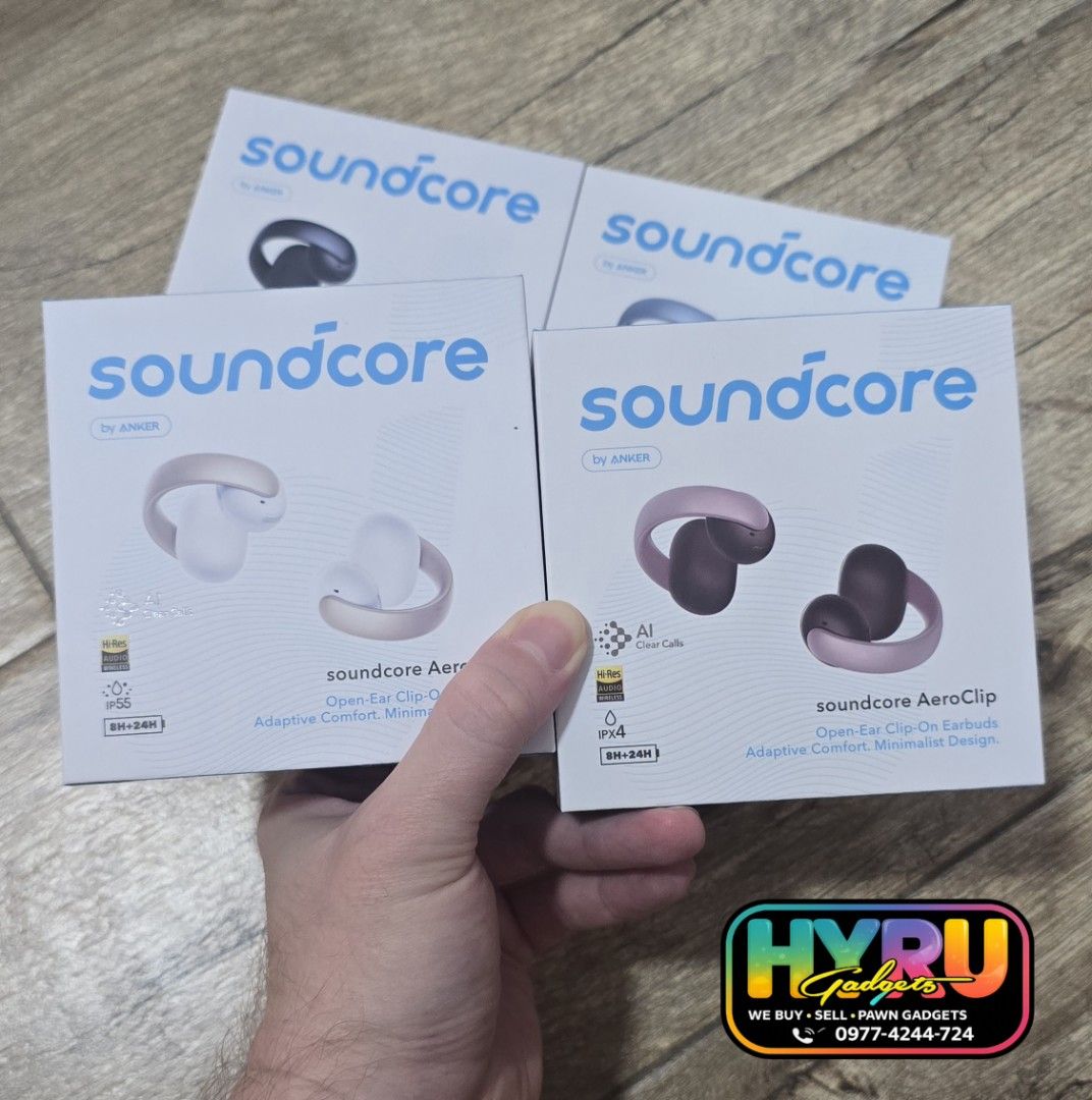 Soundcore AeroClip (Category: Headphones & Headsets) located in Malabon City. Submitted by hyrugadgets (Listing ID 1461604913, Image 1). Description: Soundcore AeroClip Brandnew Sealed with 7 Days Replacement Color Available Black / Blue / White / Pink Price: P.3,490 Malabon Pin: Hyru Gadgets.