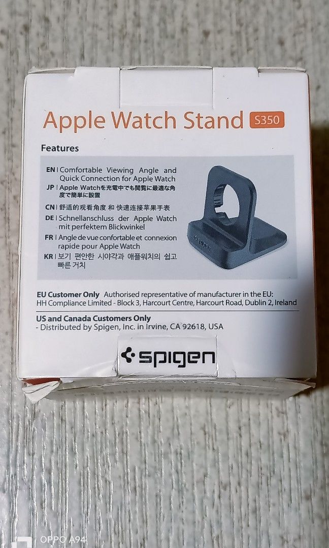 Spigen apple watch stand (Category: Wearables & Smart Watches) located in Quezon City. Submitted by Bernz (Listing ID 1461572290, Image 3). Description: Key FeaturesNightstand Mode: Positions the watch horizontally so it can function as a bedside clock while charging.Snooze-Friendly Design: Built so you can easily tap your watch to snooze alarms without knocking it over.Stable Base: Features a non-slip bottom surface that sticks well to flat surf