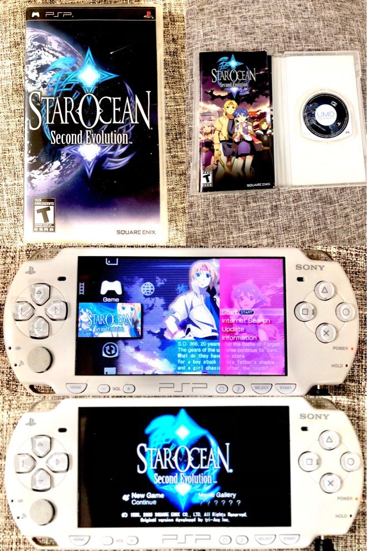 Star Ocean PSP game set (Category: PlayStation) located in Antipolo. Submitted by arcadia.bea (Listing ID 1461660064, Image 3). Description: This set includes both Star Ocean: First Departure and Star Ocean: Second Evolution. Both UMD discs has been tested and is in good condition. It comes with their original cases and has complete inclusions (manuals, inserts, etc). The price is still negotiable, so feel free to message me if you are interested
