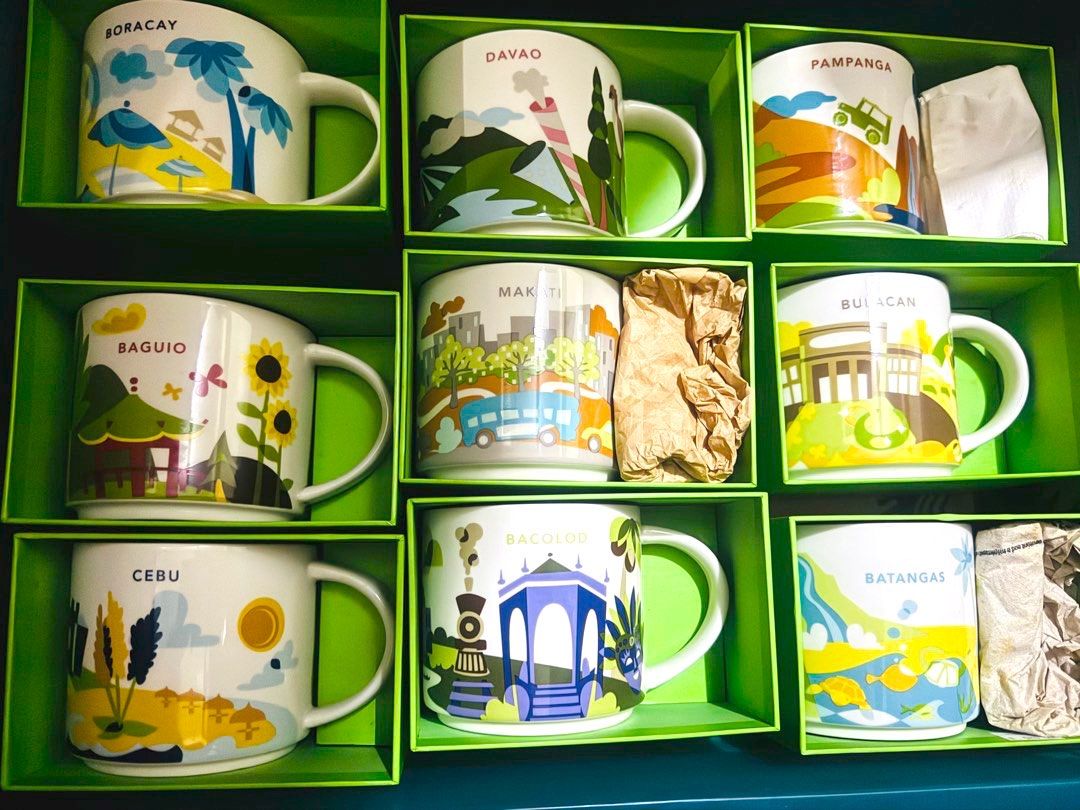 Starbucks YAH mug (various PH) (Category: Other Kitchenware & Tableware) located in Pasig City. Submitted by netski10.377 (Listing ID 1461270414, Image 1). Description: Price per pc=800 Set price (for all 9pcs) = 7k No SKU for cebu only, the rest has SKU 1st: boracay, davao, pampanga 2nd: baguio, makati, bulacan 3rd: cebu, bacolod, batangas .