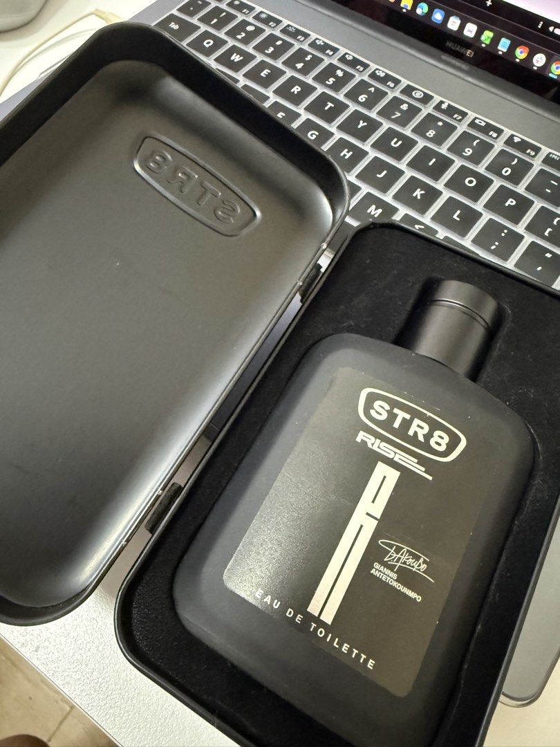 STR8 Rise Eau de Toilette 100ml (Category: Fragrance & Deodorants) located in Paranaque City. Submitted by hellowooorld (Listing ID 1461785039, Image 3). Description: - STR8 Rise Eau de Toilette for Men - 100ml bottle - Scent Profile: Citrus top notes, aromatic woody base - Packaging: Original tin - Ideal for: Everyday wear Flaw: broken hingi on the tin can.