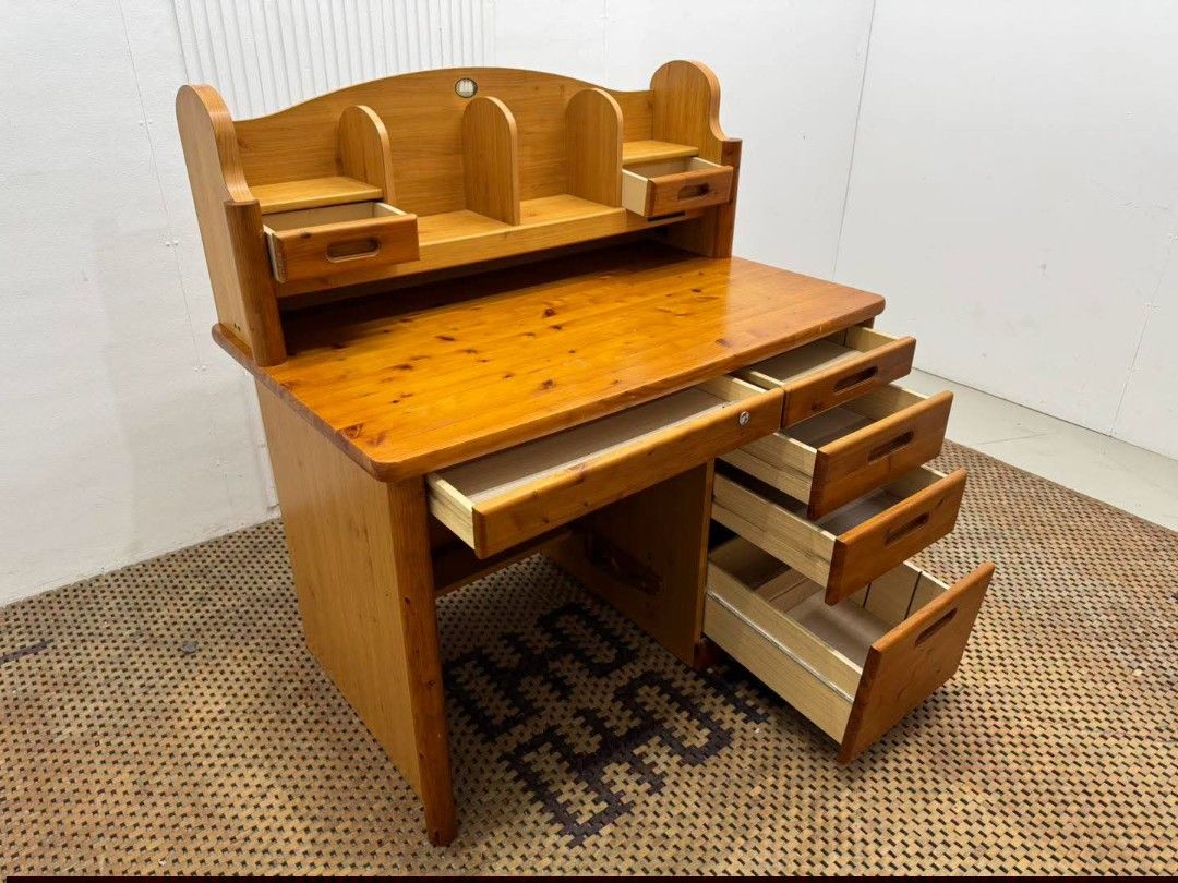 Study Desk (Category: Tables & Sets) located in Meycauayan. Submitted by marygracecasimiro (Listing ID 1461590605, Image 2). Description: Rustic Wood Study Desk with Hutch and Multi-Drawer Storage Price: 12,500 L43 x W27 x H45/29 In good condition💜💜.