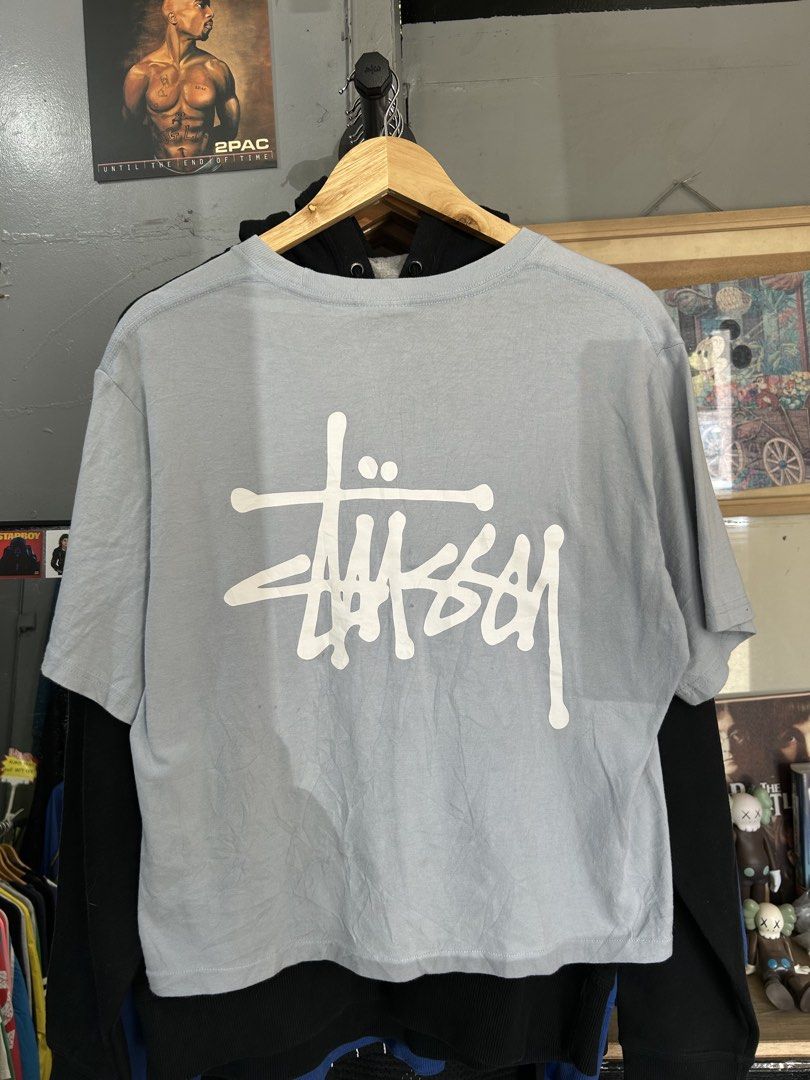 Stussy T-Shirt Grey Logo Tee (Category: Tshirts & Polo Shirts ) located in Davao. Submitted by ruggedthrift444 (Listing ID 1461576065, Image 2). Description: 19x23 crop stussy shirt 9/10 color rate excellent condition.