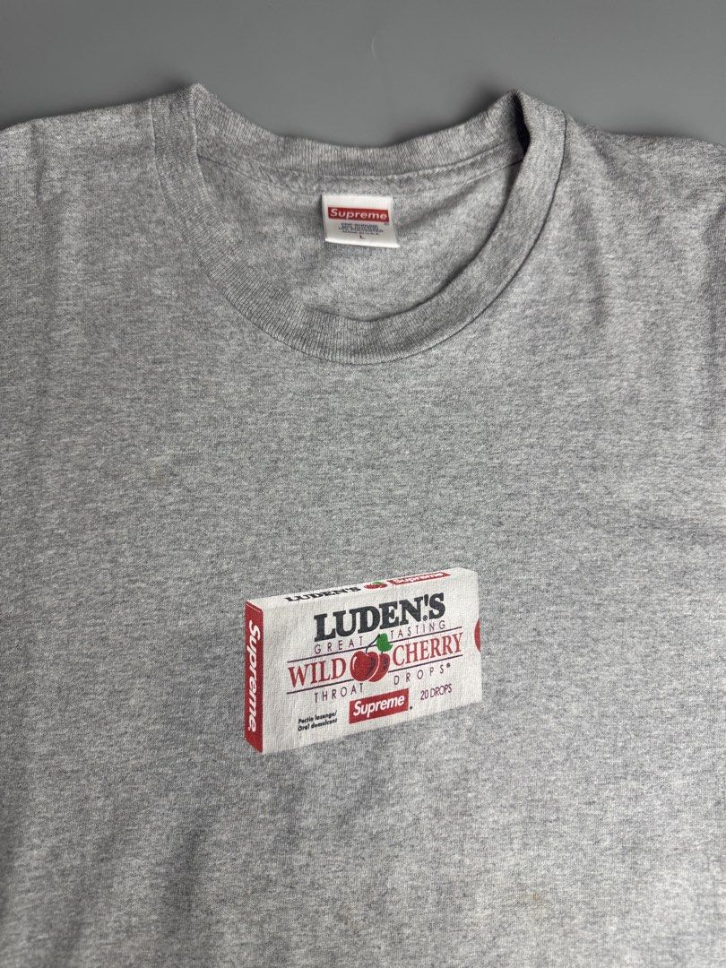 Supreme - Ludens Cough Drop Box Logo Cherry - Tee (Category: Tshirts & Polo Shirts ) located in San Pablo. Submitted by hiddenrygn (Listing ID 1461577357, Image 2). Description: Supreme - Ludens Cough Drop Box Logo Cherry - Tee Size : L (22” 31”) Minimal cracks on logo Still in excellent condition Authentic DM!.