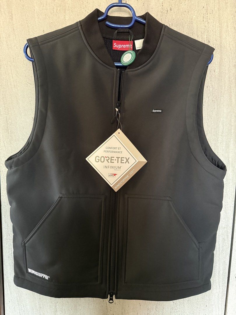 Supreme WINDSTOPPER Work Vest featuring a prominent GORE-TEX. (Category: Coats, Jackets and Outerwear) located in Manila. Submitted by 10158717361490339 (Listing ID 1461577175, Image 1). Description: Supreme WINDSTOPPER Work Vest featuring a prominent GORE-TEX. Size M .