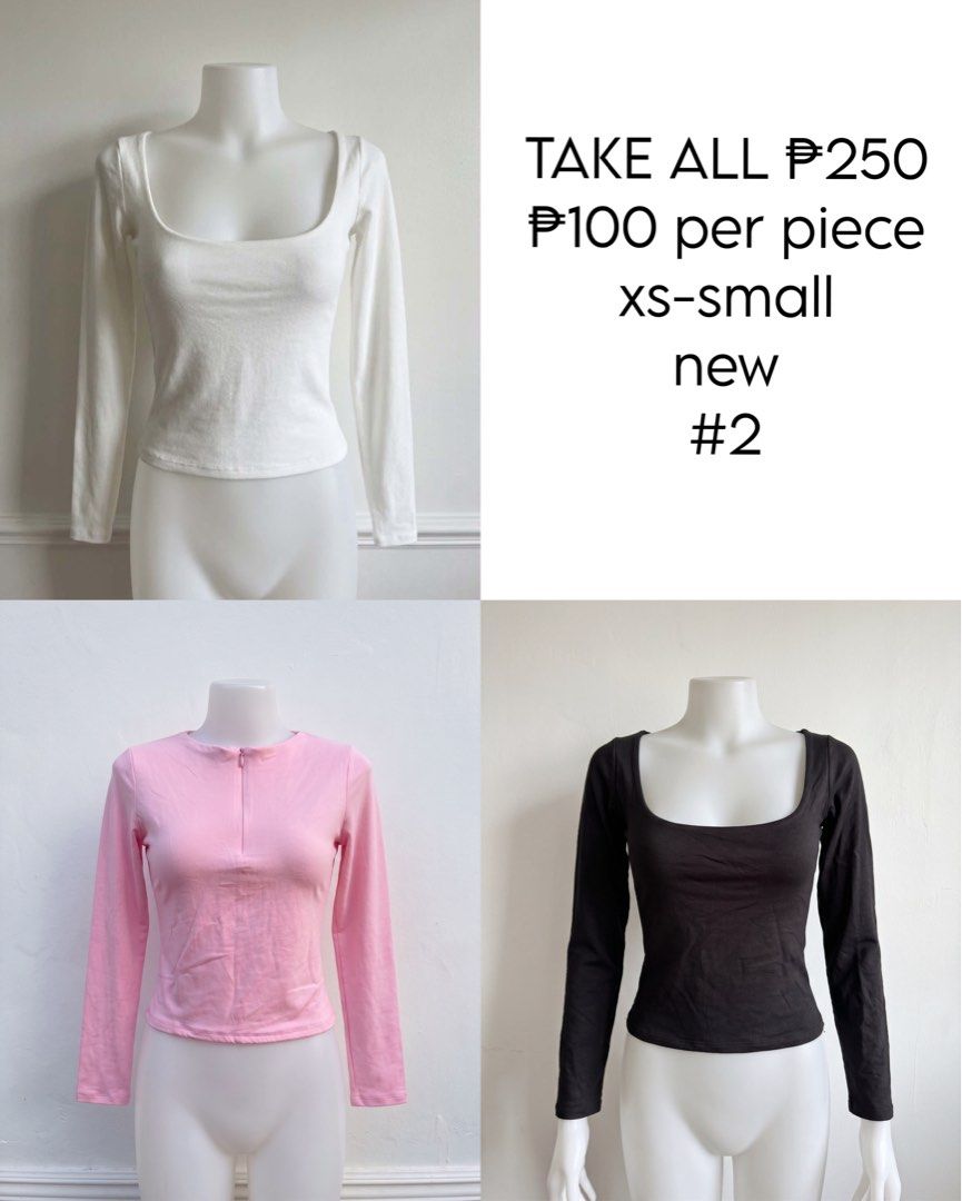 TAKE ALL FOR 250 (Category: Longsleeves) located in Manila. Submitted by yoniii.15 (Listing ID 1461630630, Image 1). Description: ALL NEW TAKE ALL FOR 250 100 PER PIECE XS - SMALL msg for more infos FRS: NOT MY SIZE.