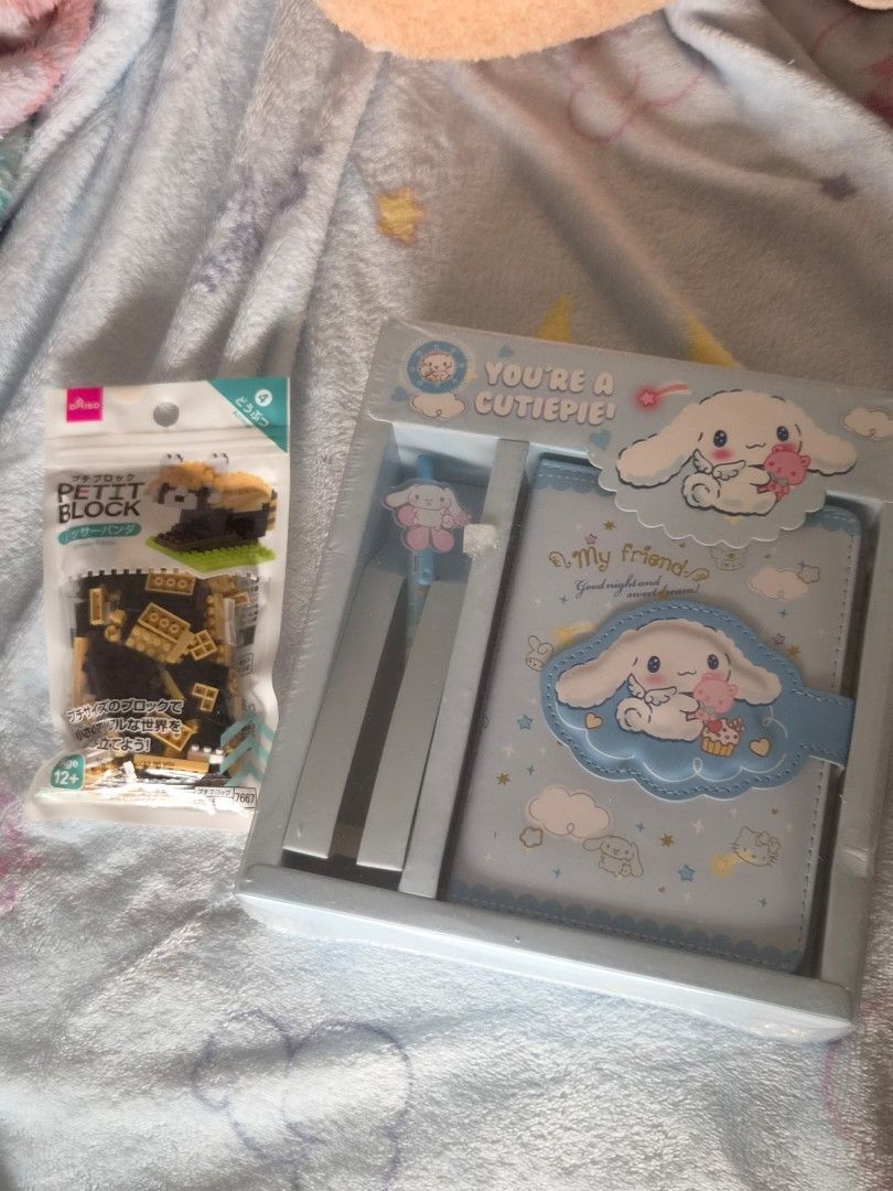 Take for 100 cinnamoroll notebook pen set + daiso petit block sealed (Category: Craft Supplies & Tools) located in Quezon City. Submitted by by.washi (Listing ID 1461626578, Image 1). Description: both sealed unused. need to declutter can do jnt shipping or lalamove.
