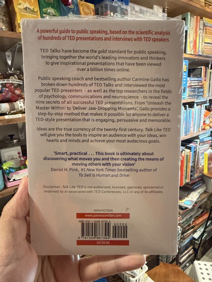 Talk Like TED by Carmine Gallo - Public Speaking Secrets (Category: Storybooks) located in Marikina City. Submitted by starlettonabudget (Listing ID 1461653926, Image 2). Description: - Learn the 9 public speaking secrets from world-class presenters. - Based on analysis of successful TED Talks and interviews. - Discover how to deliver engaging and memorable presentations. - A powerful, scientifically analyzed guide. - Ideal for anyone wanting to 