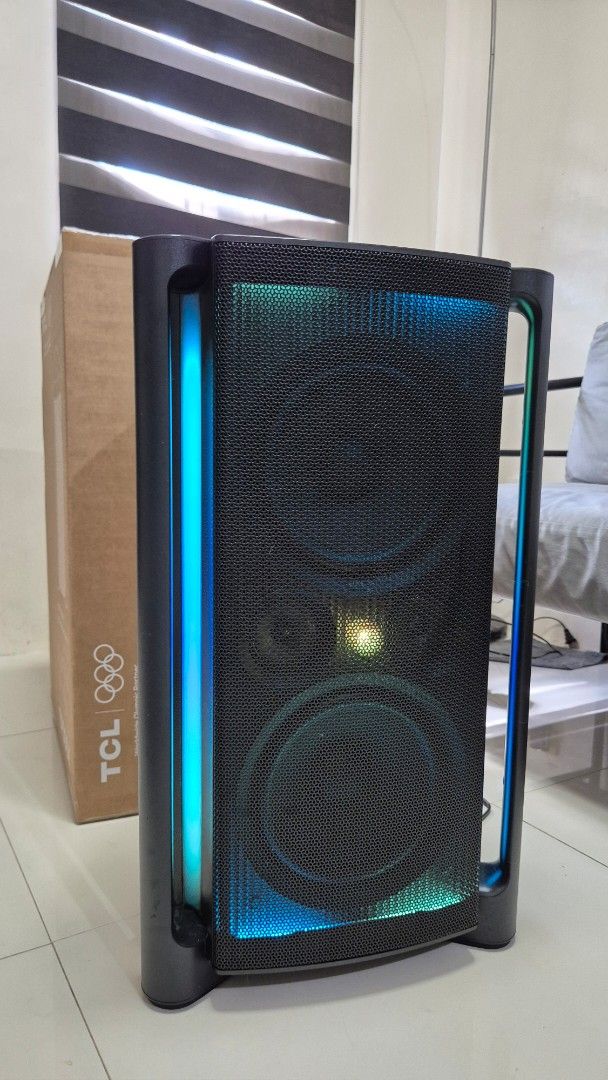 TCL TP300K Party Speaker with Lights (Category: Soundbars, Speakers & Amplifiers) located in Caloocan City. Submitted by greenthumbmnl (Listing ID 1461742509, Image 1). Description: Brand new Sealed, still in the box Newly launched speaker of TCL! Actual pictures posted. (sample speaker for reference only) Rfs: Gift. We have TCL tp300k already. Selling this for only 11,500!. SRP price is 13500 - TCL TP300K Party Speaker - Features vibrant, colorf