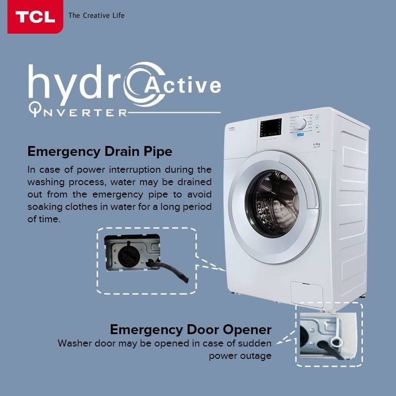 TCL TWF60-E10 6.0kg Front Load Washing Machine (Category: Washing Machines and Dryers) located in Caloocan City. Submitted by happydragon_84d819 (Listing ID 1461687109, Image 2). Description: - TCL 6.0kg Front Load Washing Machine - Honeycomb Crystal Drum for gentle washing - Super Big-sized Drum for larger loads - Direct Detergent Technology for efficient cleaning - HydroActive Inverter for energy saving - Emergency Drain Pipe for safety - Emerg