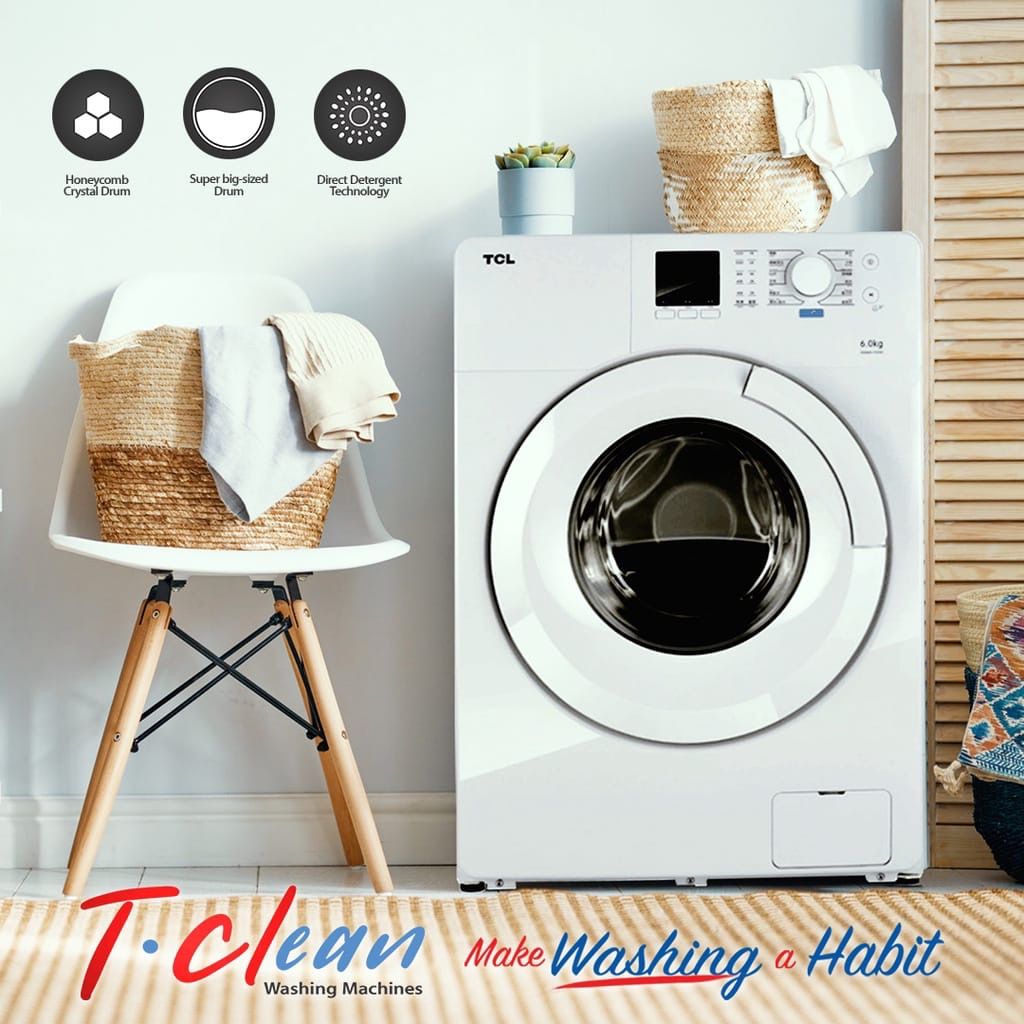 TCL TWF60-E10 6.0kg Front Load Washing Machine (Category: Washing Machines and Dryers) located in Caloocan City. Submitted by happydragon_84d819 (Listing ID 1461687109, Image 3). Description: - TCL 6.0kg Front Load Washing Machine - Honeycomb Crystal Drum for gentle washing - Super Big-sized Drum for larger loads - Direct Detergent Technology for efficient cleaning - HydroActive Inverter for energy saving - Emergency Drain Pipe for safety - Emerg