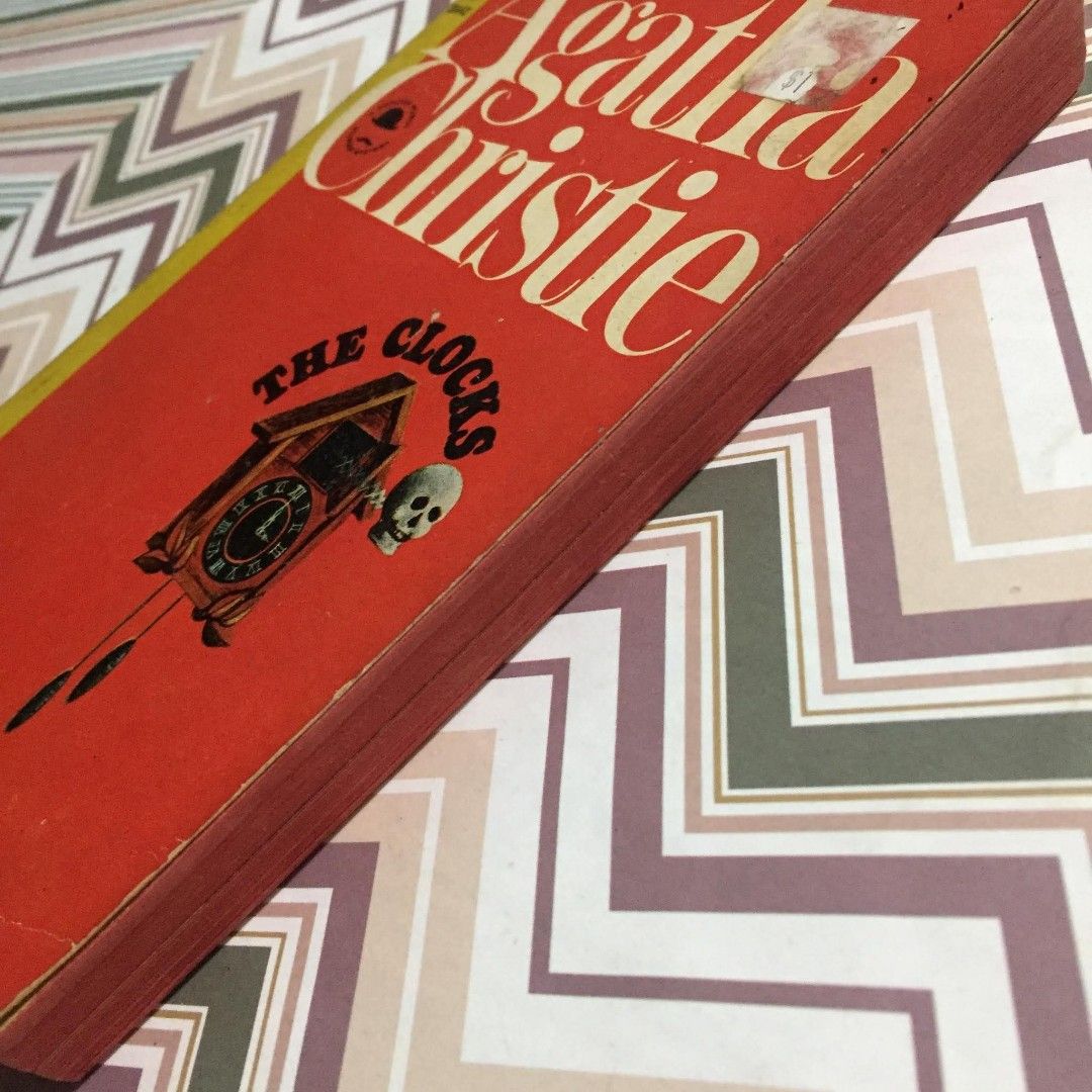The Clocks by Agatha Christie (Category: Storybooks) located in Pasig City. Submitted by sell.phi (Listing ID 1461587223, Image 3). Description: The Clocks by Agatha Christie Preloved vintage mass market paperback creased covers and spine tanned inside covers, pages, and edges.